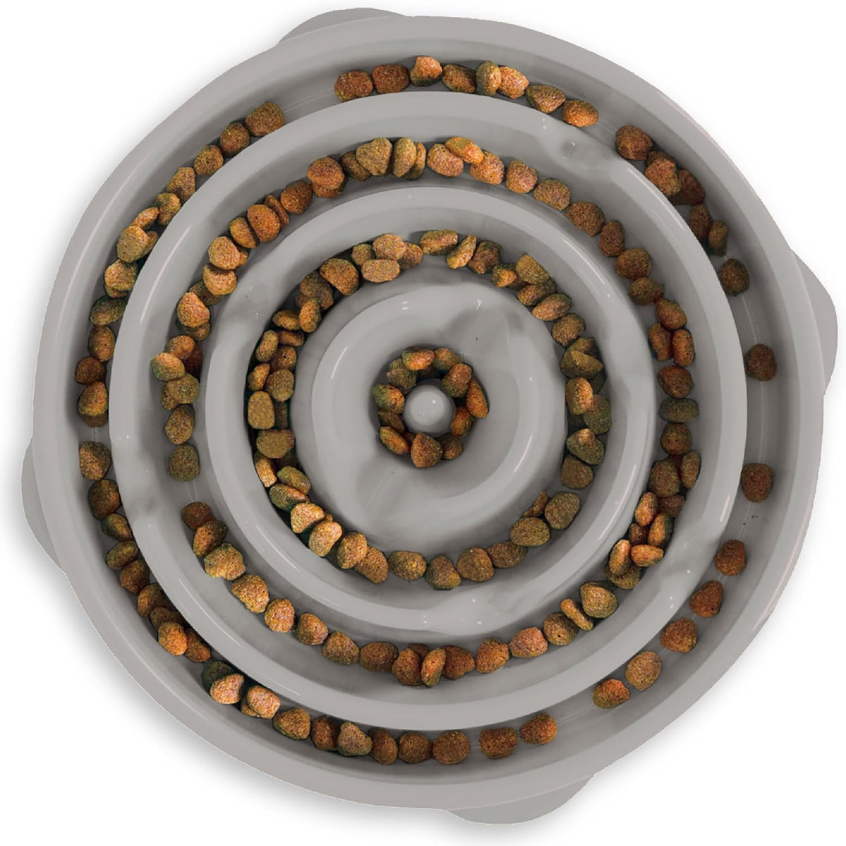 Outward Hound - Fun Feeder Slo Bowl - top view with kibble