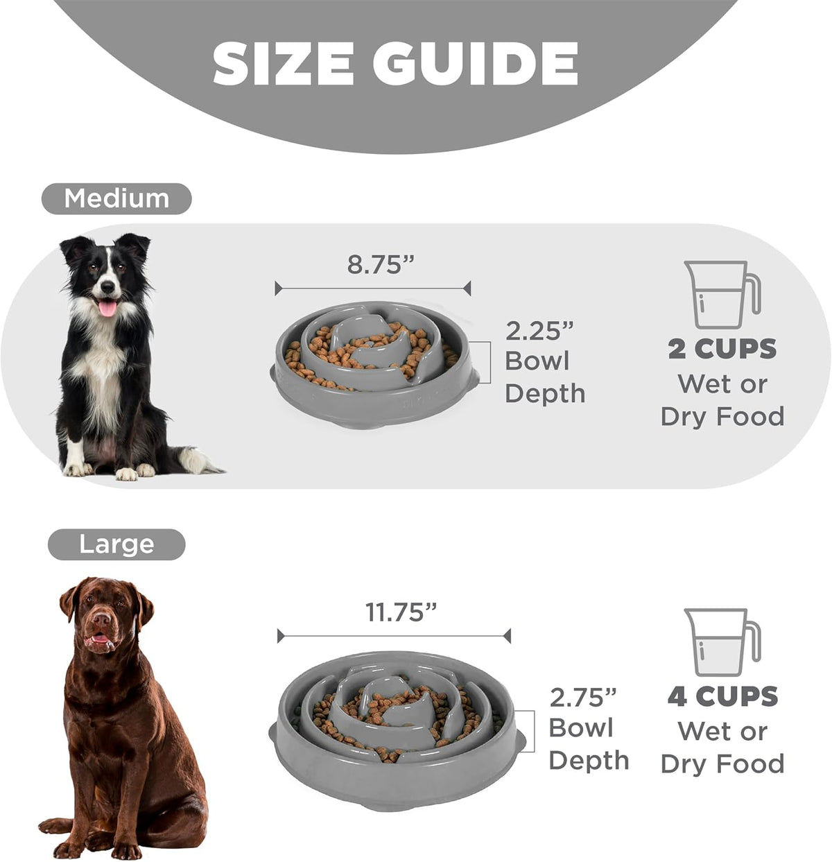 Outward Hound - Fun Feeder Slo Bowl - size guide
