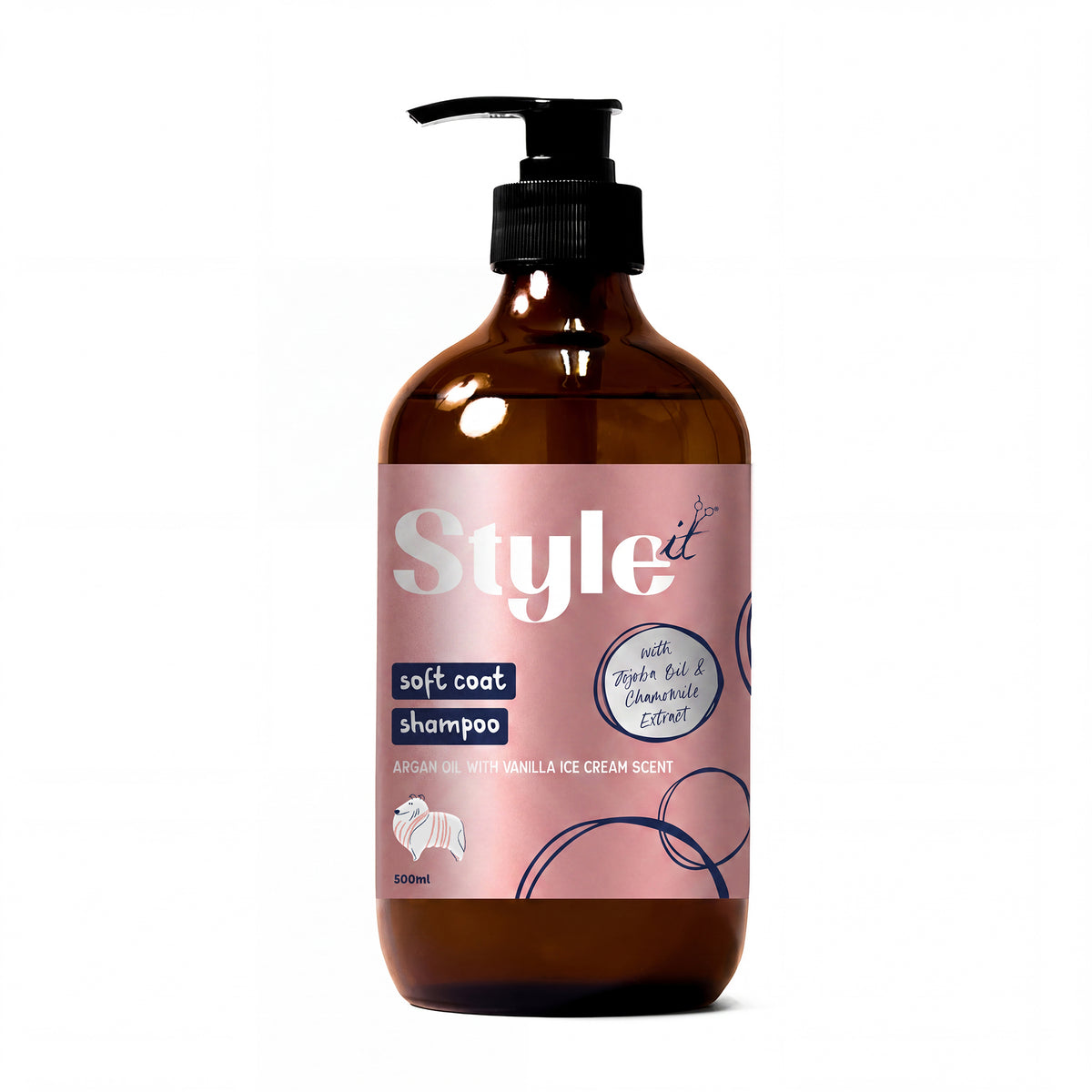 Style It - Argan Oil Soft Coat Dog Shampoo Vanilla Ice Cream Scent 500ml