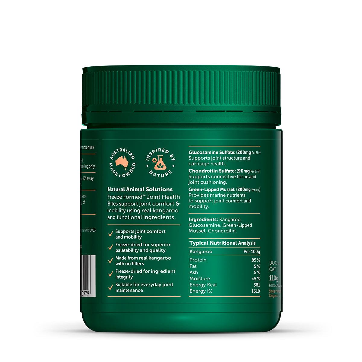 NAS - Freeze Formed Joint Health Bites 110g - ingredients panel