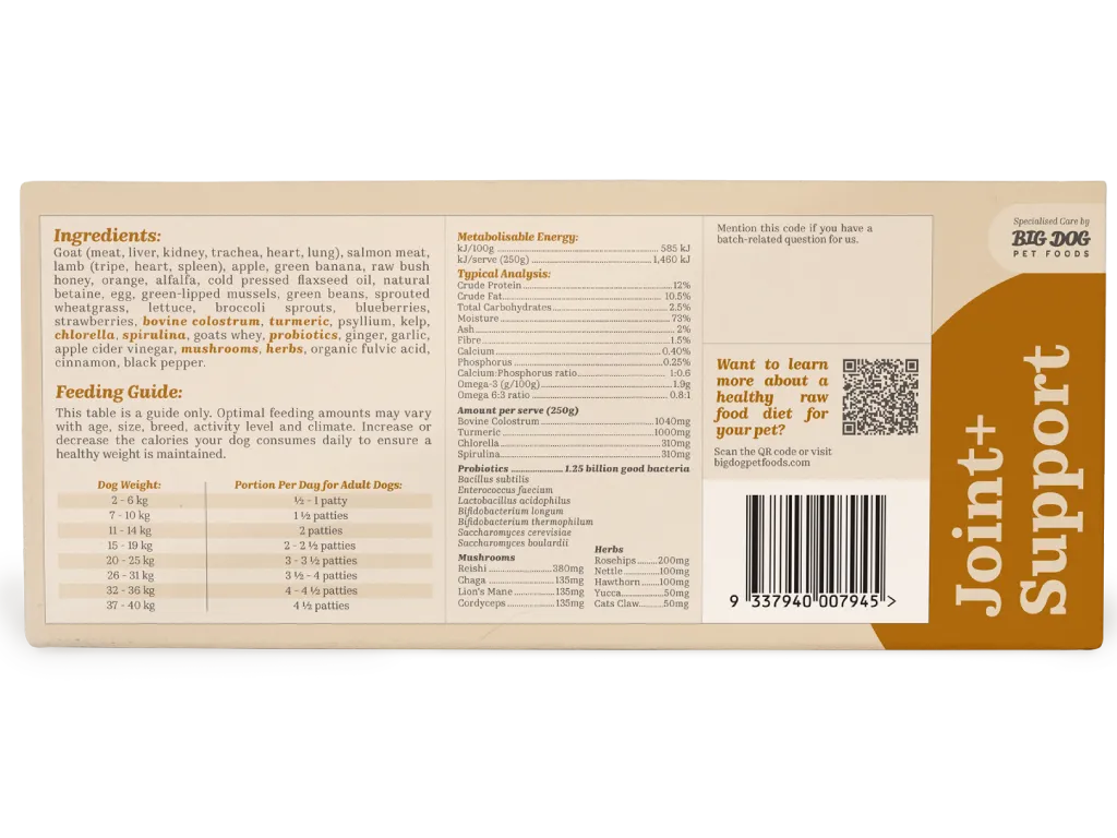 Big Dog - Nourish Nutrition Joint+ Support Raw 3kg