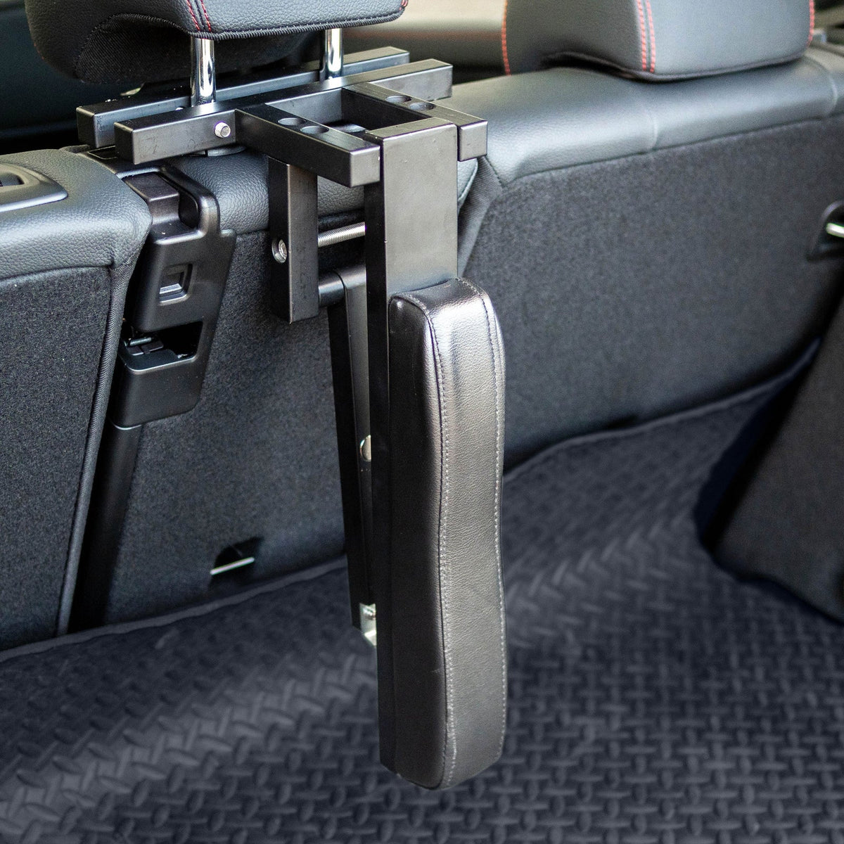 Lumiere Car Saddle Caddy - caddy folded down against the seat back