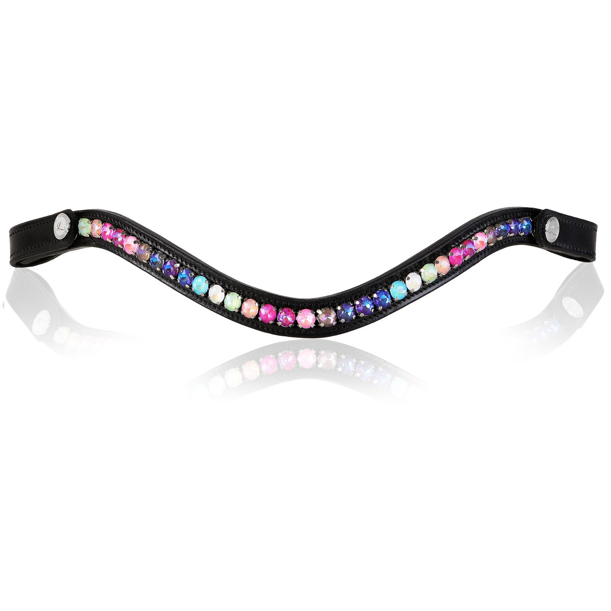 Lumiere Rainbow Bridle - rainbow crystal browband on a white background, second view