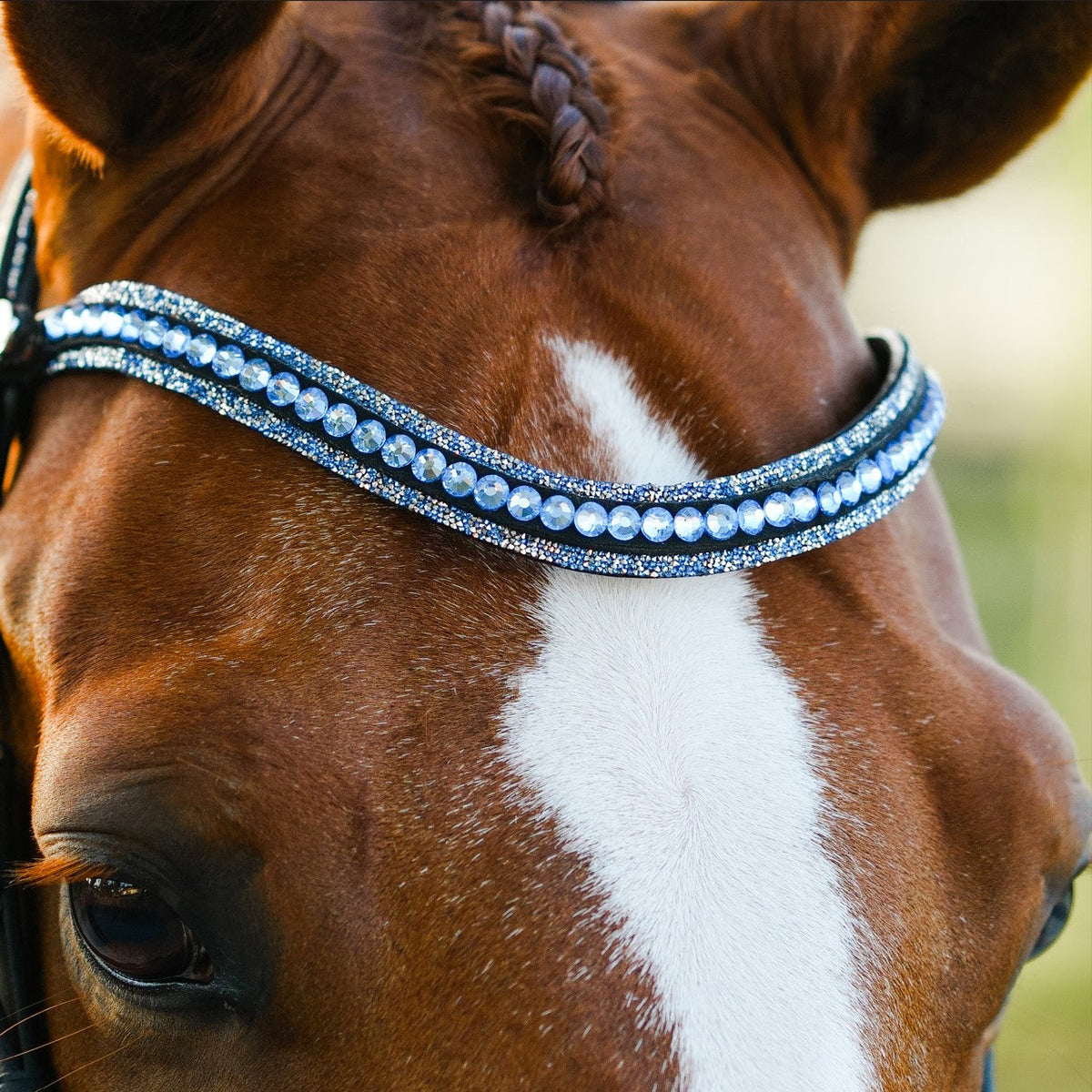 Lumiere Paris Bridle (Hanoverian) - close-up of the crystal browband from the front