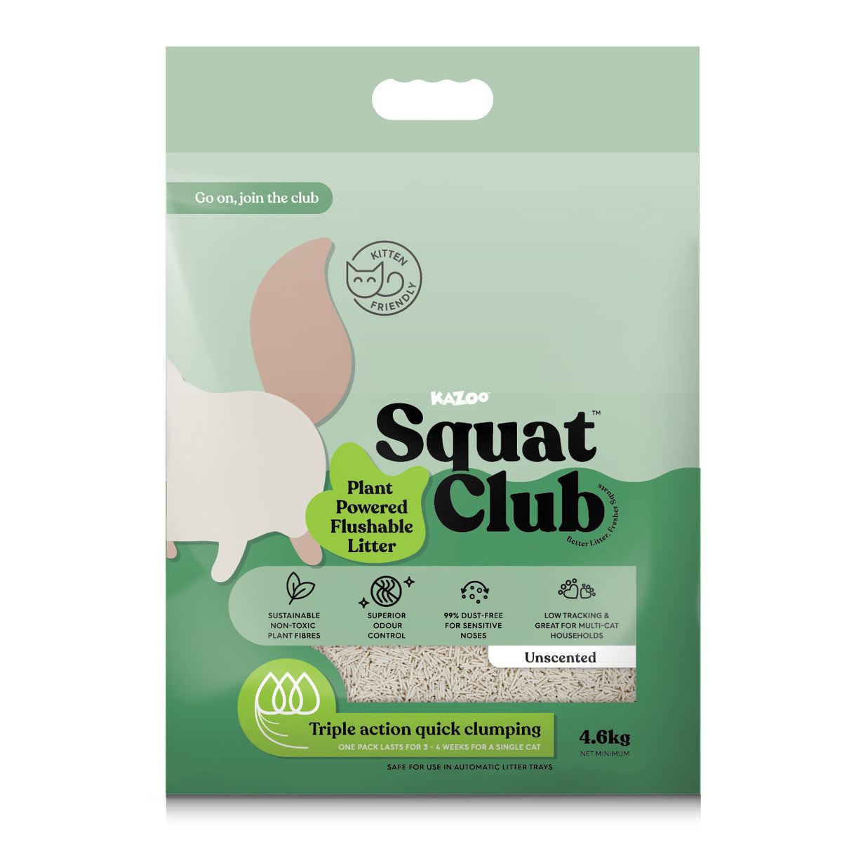 Kazoo - Squat Club Plant Powered Flushable Cat Litter - 4.6kg