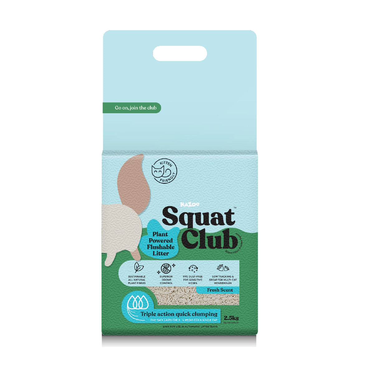 Kazoo - Squat Club Plant Powered Flushable Cat Litter Fresh Scent - 2.5kg