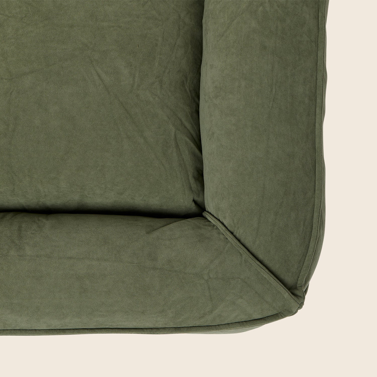 Snooza - The Snug Dog Bed - Olive Small - fabric and bolster close-up