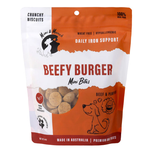 Mimi & Munch - Beefy Burger Mini Dog Treats 90g