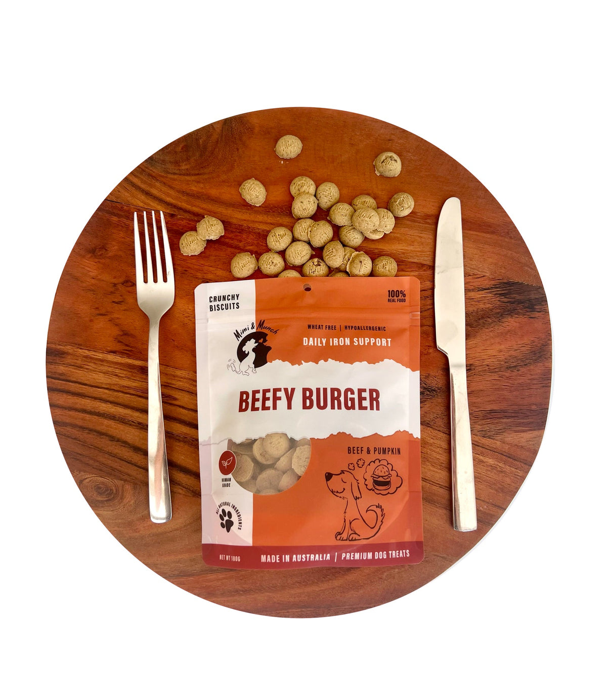 Mimi & Munch - Beefy Burger Mini Dog Treats 90g