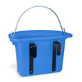 Load image into Gallery viewer, Bainbridge - Rail Hanging Feed Bucket 12 Litre - Blue rail hooks side angle
