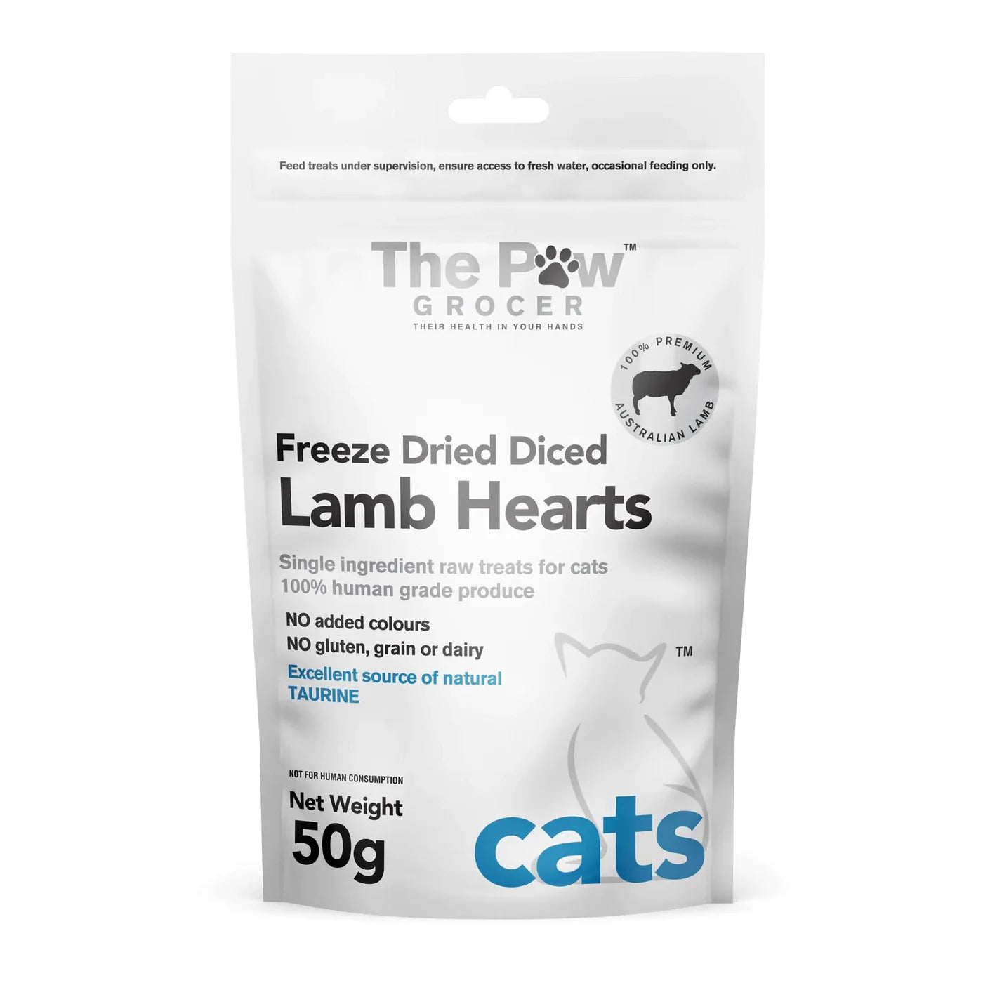 The Paw Grocer - Freeze Dried Diced Lamb Hearts for Cats