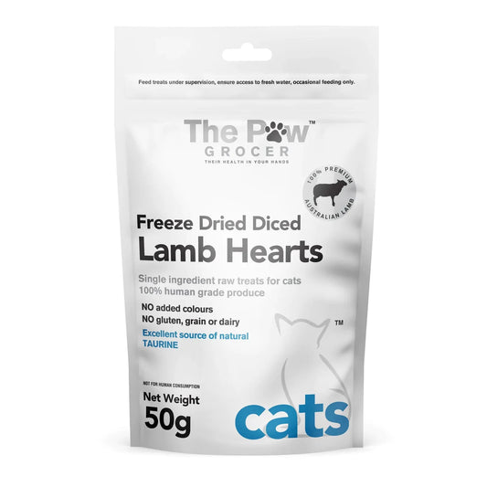 The Paw Grocer - Freeze Dried Diced Lamb Hearts for Cats