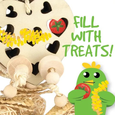 Bird Toy Foraging Heart - Natural