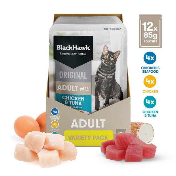 Black Hawk Cat - Variety Pack in Gravy 85g 12 Pack