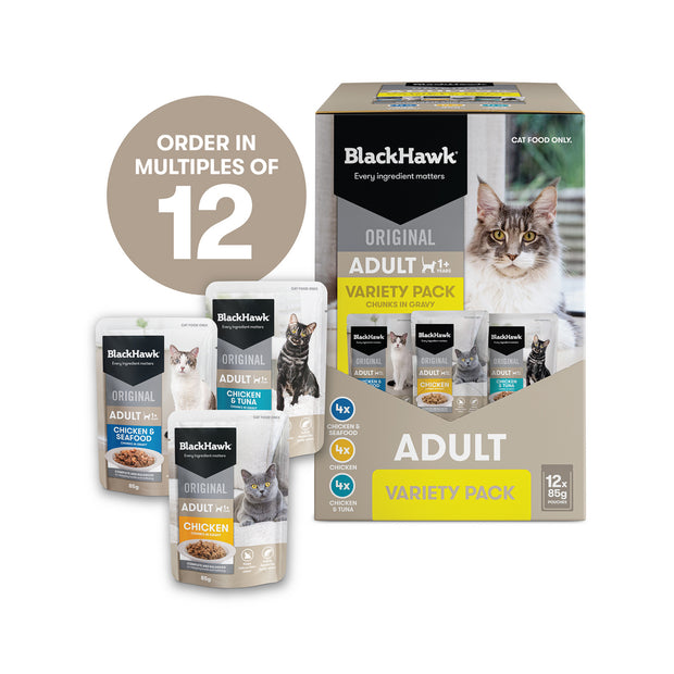 Black Hawk Cat - Variety Pack in Gravy 85g 12 Pack