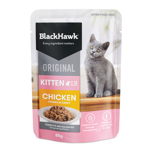 Black Hawk Kitten - Chicken in Gravy 85g 12 Pack