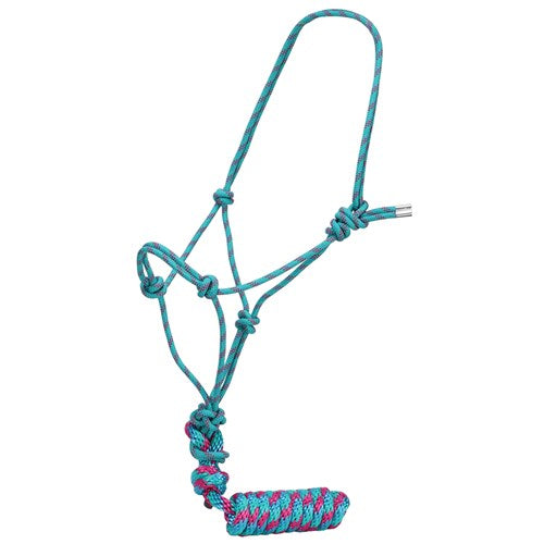 Professional's Choice Rope Halter & Lead Teal/Pink