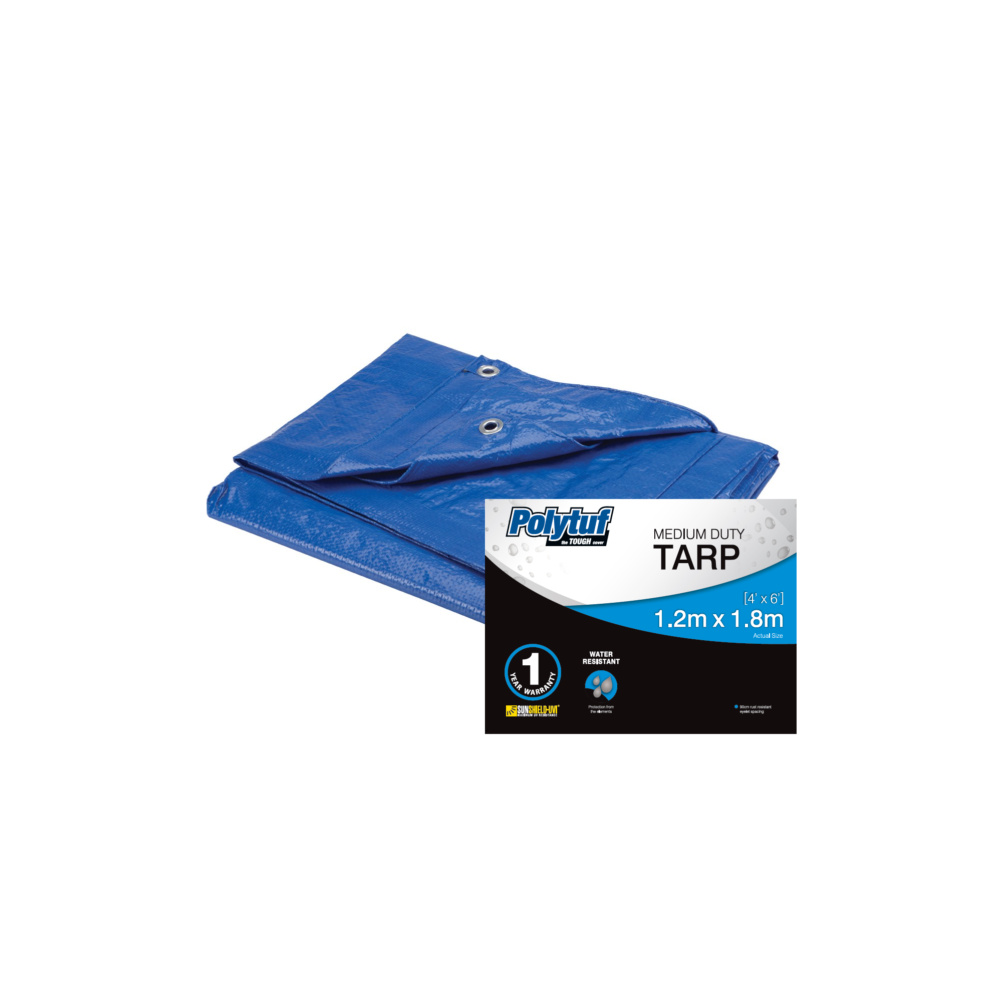 PolyTuf Medium Duty Blue Tarp 1.2m X 1.8m (4'X 6')