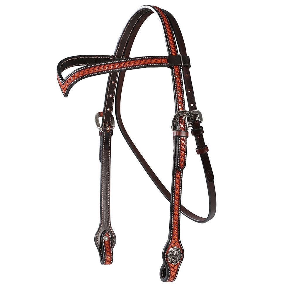 Fort Worth Outlaw V Brow Basketweave Headstall