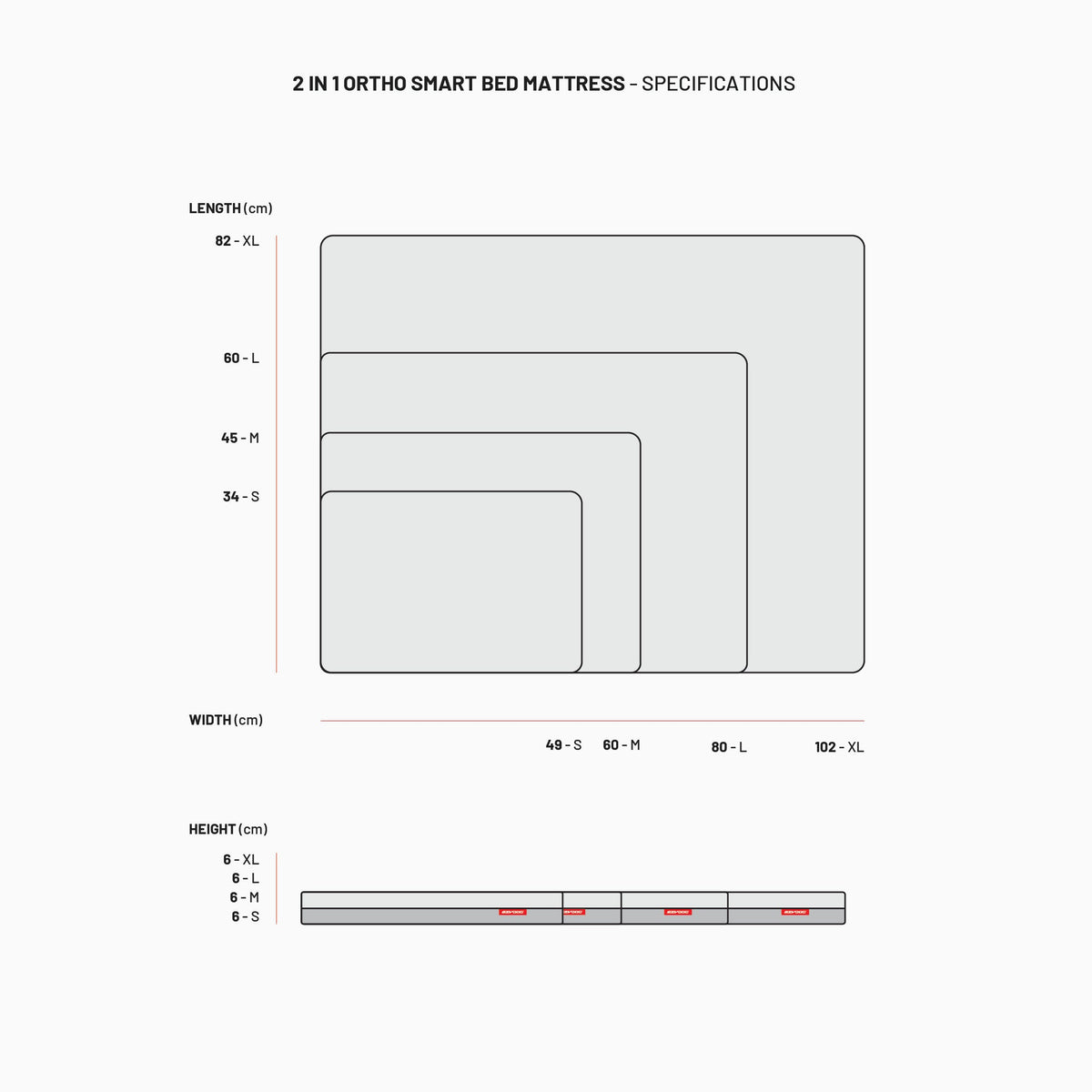 EzyDog - 2in1 Ortho Smart Bed - mattress size specifications chart