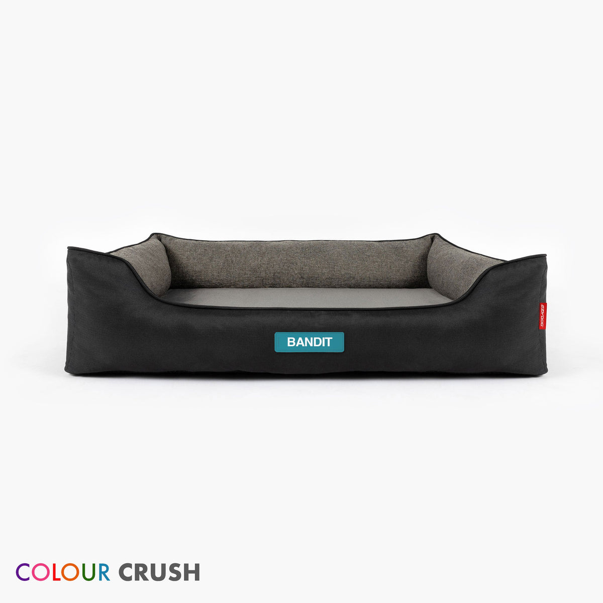 EzyDog - 2in1 Ortho Smart Bed - front view with name label