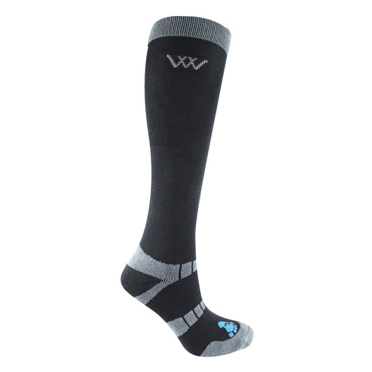Long Bamboo Waffle Riding Sock Black / Small