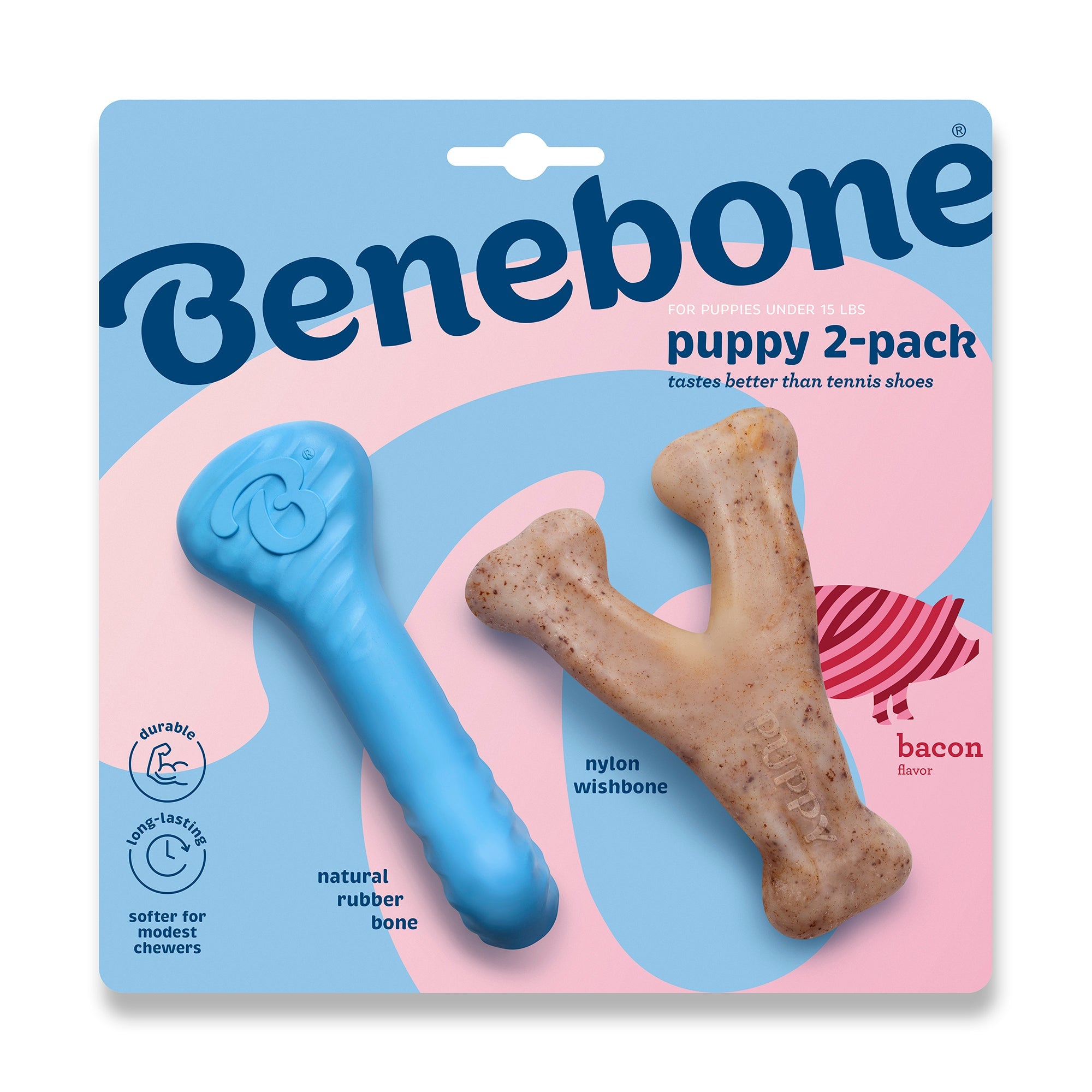 Benebone Puppy 2 Pack Rubber Bone and Wishbone