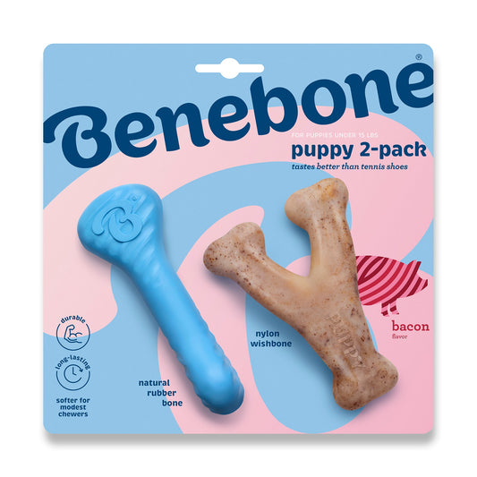 Benebone Puppy 2 Pack Rubber Bone and Wishbone