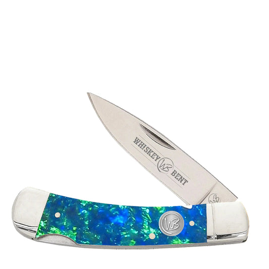Whiskey Bent Trapper Pocket Knife - Blue Green Opal