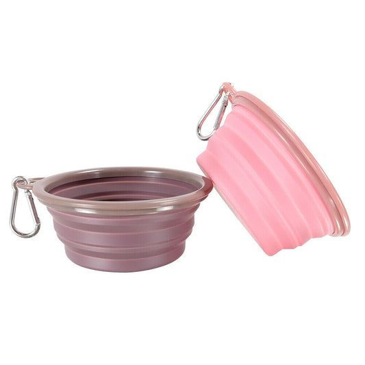 Ibiyaya - Quick Bite Collapsible Travel Bowl - Brown and Pink bowls