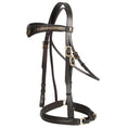 Load image into Gallery viewer, Jeremy & Lord - "V" Dressage Bridle - brown bridle, three-quarter view
