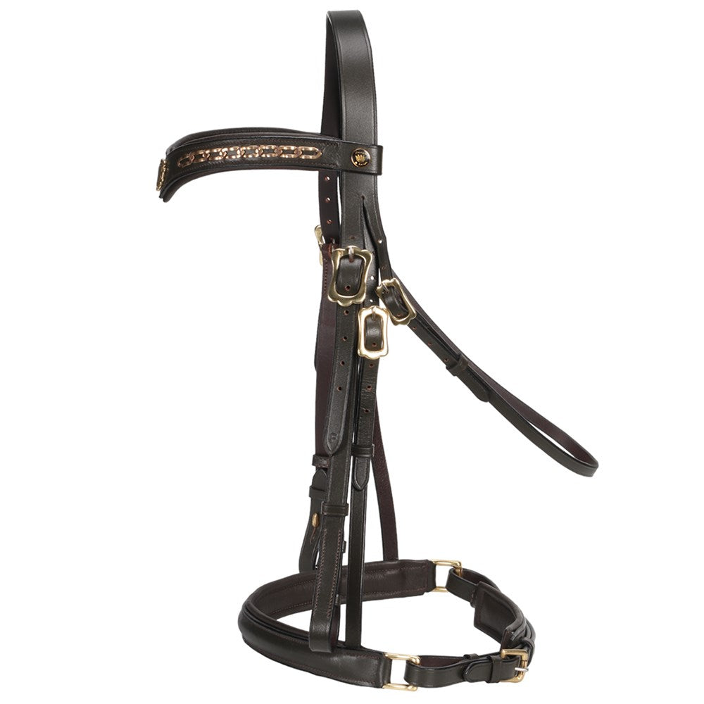 Jeremy & Lord - "V" Dressage Bridle - side view showing cavesson crank noseband