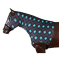 Load image into Gallery viewer, Kozy - Lycra Slinky Hood - Aztec/Turquoise - close-up of hood and neck
