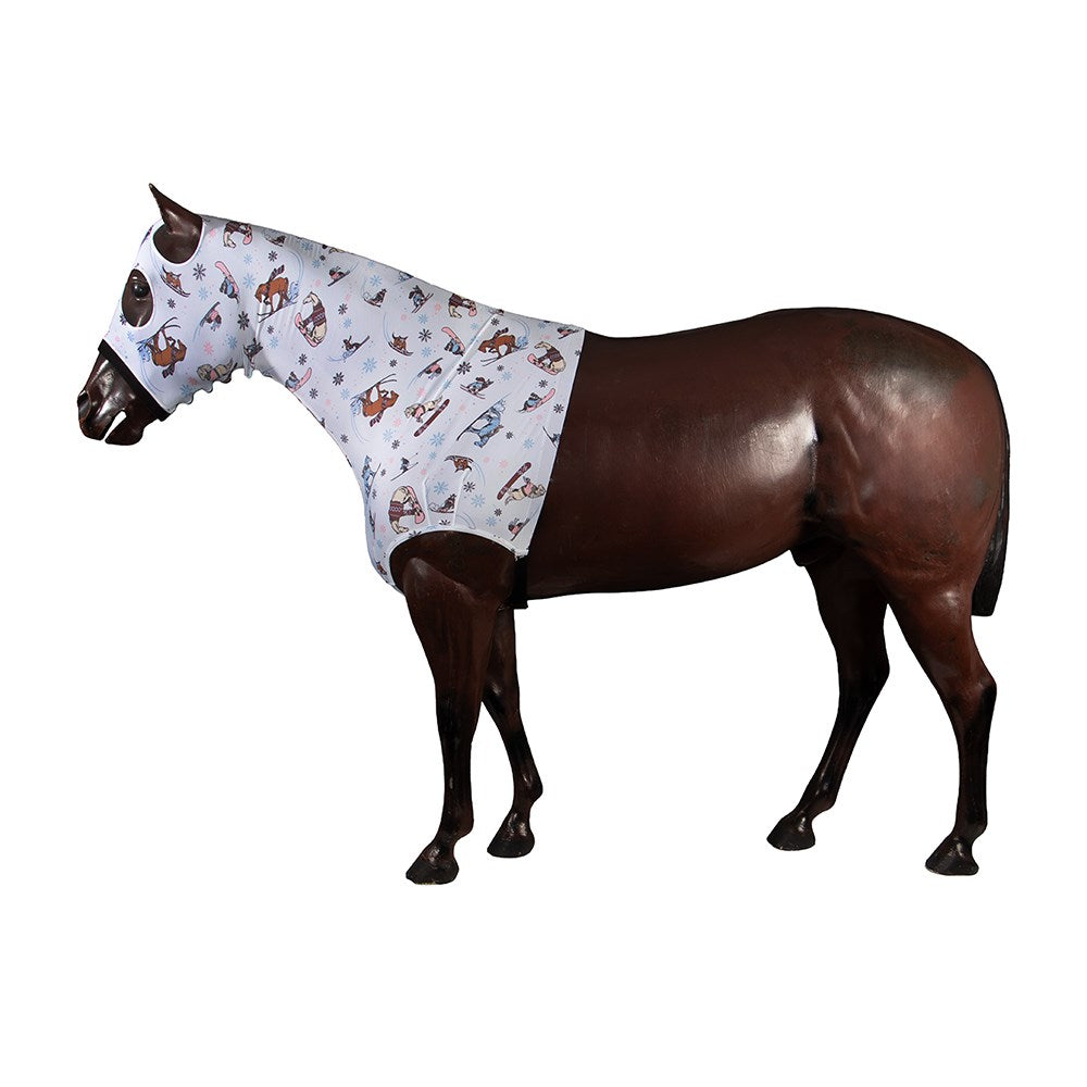 Kozy - Lycra Slinky Hood - Ski Slopes - side view on a model horse