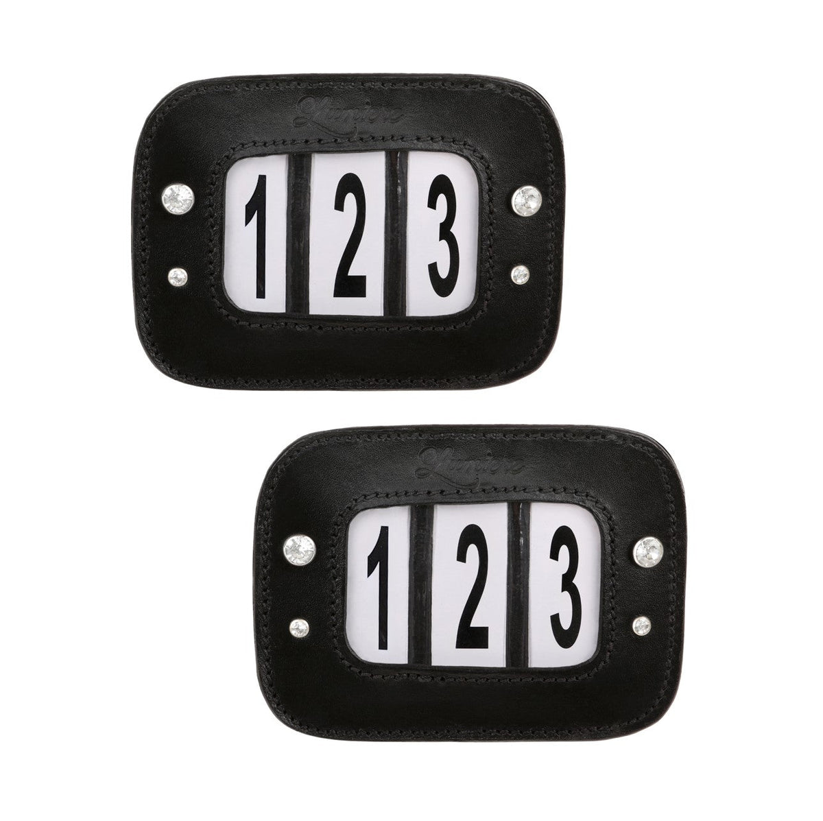 Lumiere Bridle Numbers (3 Numbers) Bling - pair of black number holders