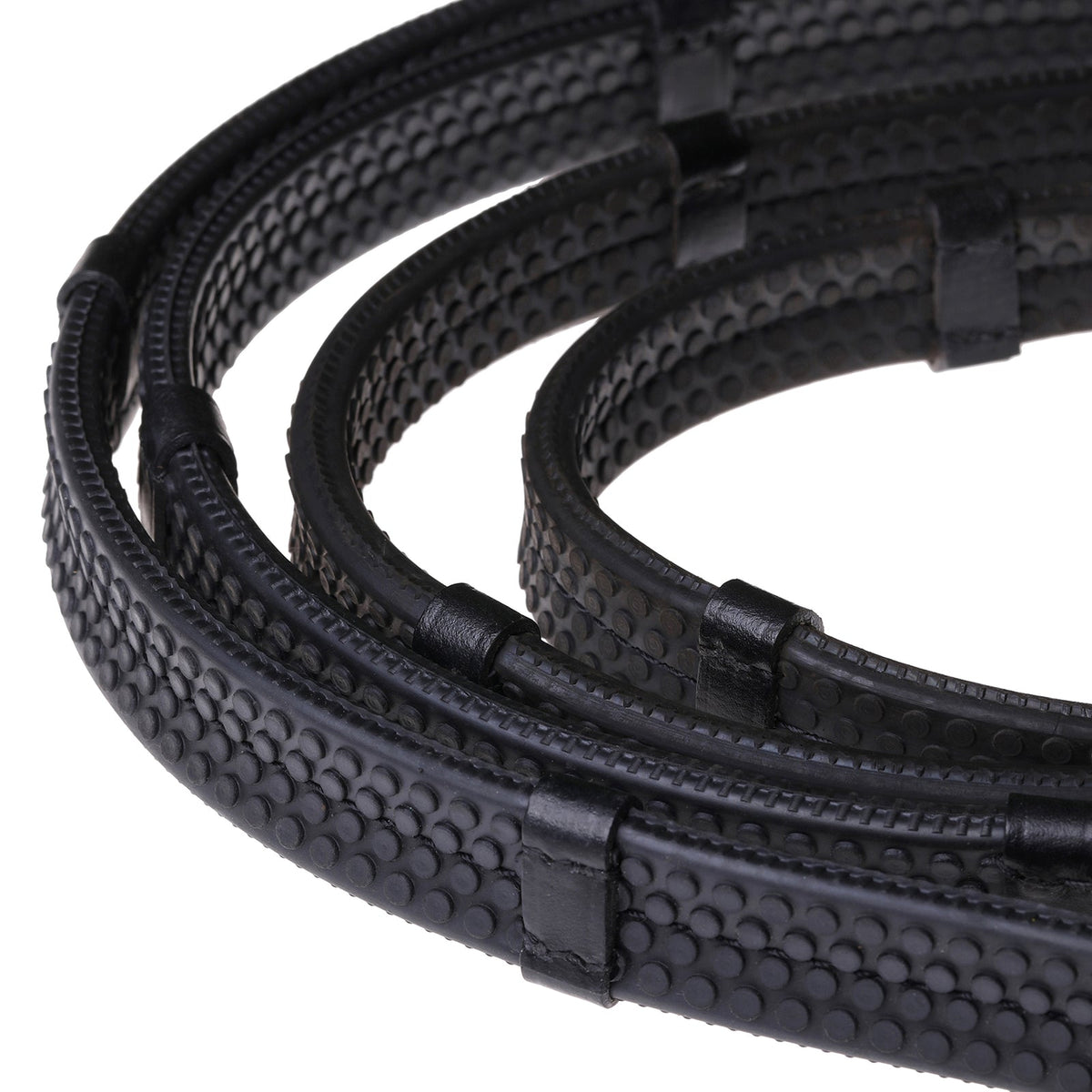 Lumiere Leather & Rubber Grip Reins (Flat) - close-up of the rubber grip