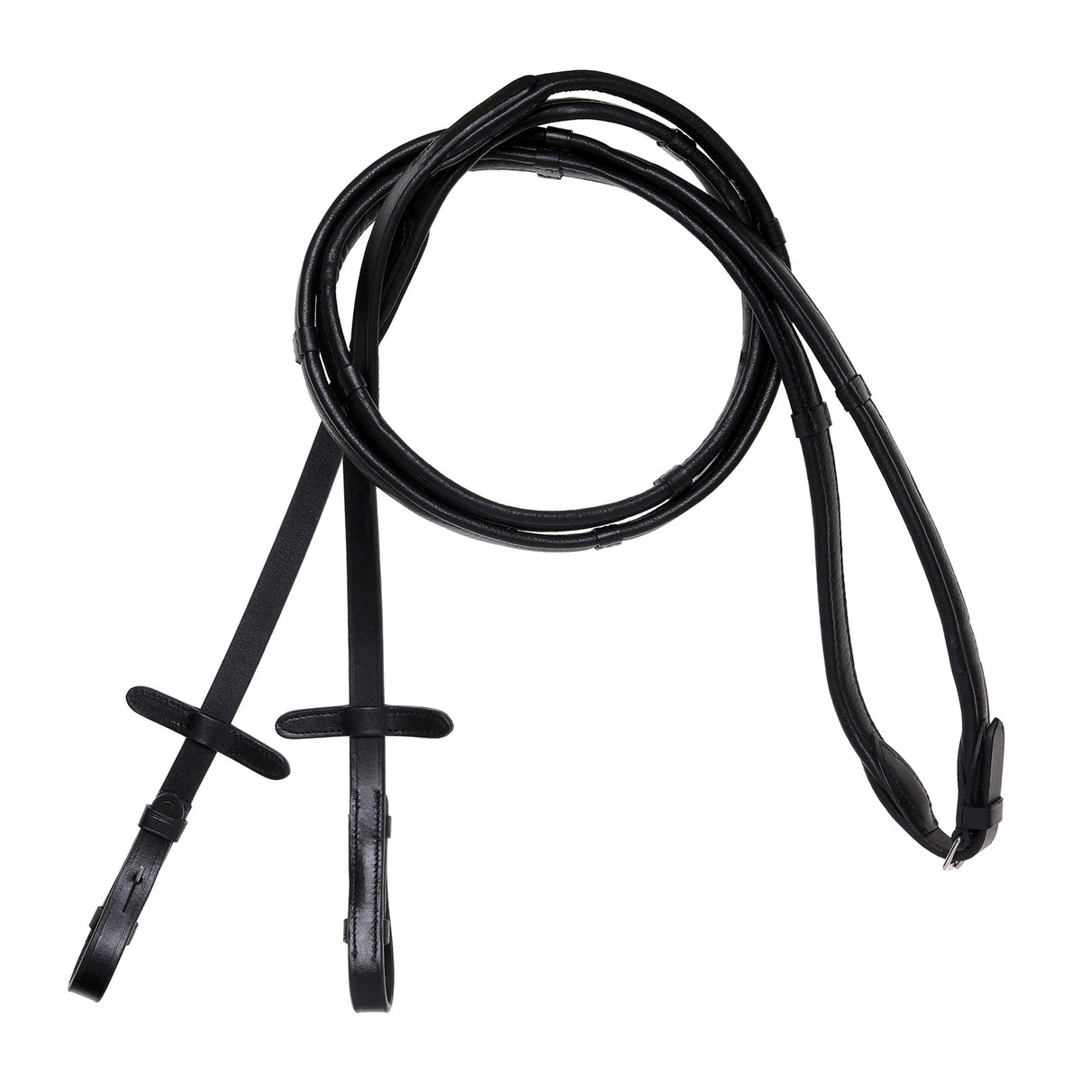Lumiere Padded Nappa Leather Reins (Flat) - full pair of black reins