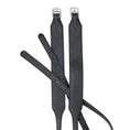 Load image into Gallery viewer, Lumiere Stirrup Leathers Jumping Stability (Standard 140cm) - pair of black leathers showing the wide panel and strap
