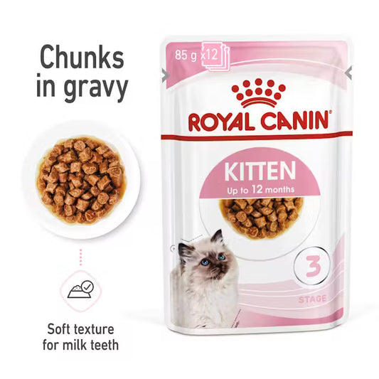 Royal Canin Kitten Chunks in Gravy 12x85g Wet Cat Food