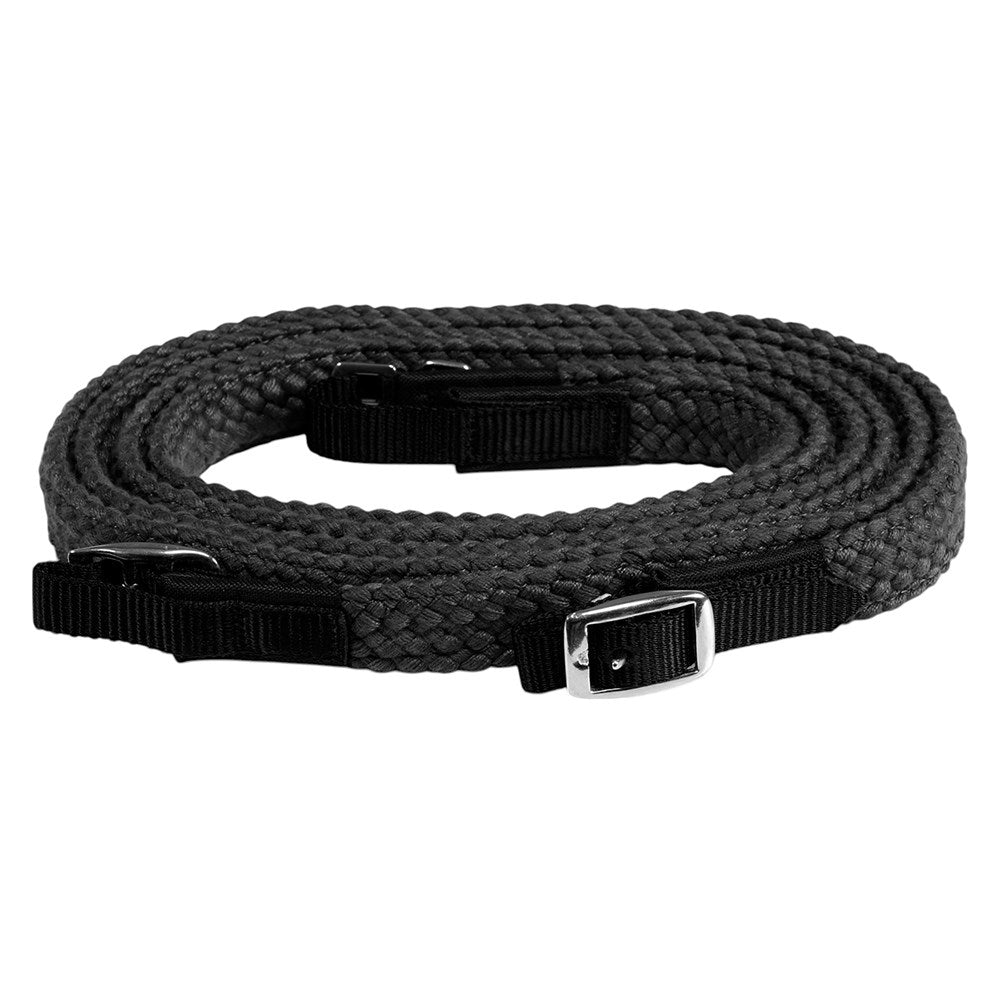 Vivid - Cotton Hack Reins - black reins, close-up of the billet ends